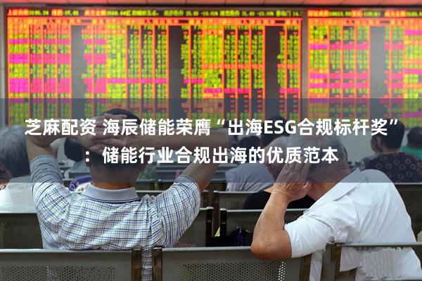 芝麻配资 海辰储能荣膺“出海ESG合规标杆奖”：储能行业合规出海的优质范本